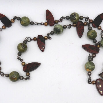 Silverhalsband med mahogany obsidian och rainforest jaspis.