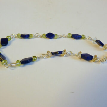 Silverarmband med citrin, lapis lazuli och peridot