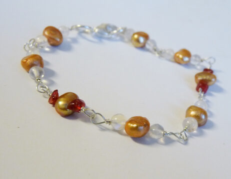 Silverarmband med spinell, rainbow moonstone och pärlor - Bild 2