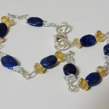 Silverarmband med lapis lazuli, citrin och topas