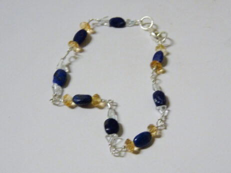 Silverarmband med lapis lazuli, citrin och topas
