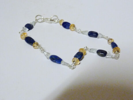 Silverarmband med lapis lazuli, citrin och topas