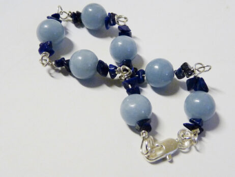 Silverarmband med angelit och lapis lazuli